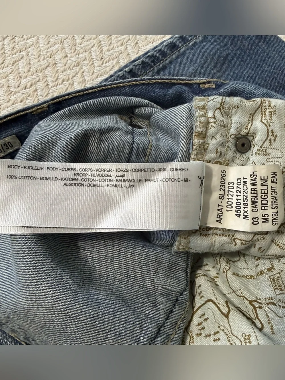Ariat M5 Gambler Stackable Straight Leg Jeans 36x30 Ridgeline 100% Cotton